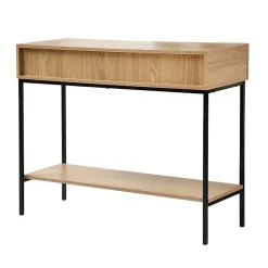 Console 2 Tiroirs 1 Tablette Décor Bois L100 cm - TESSA