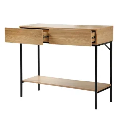Console 2 Tiroirs 1 Tablette Décor Bois L100 cm - TESSA