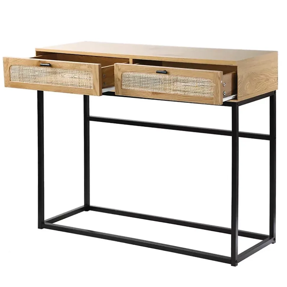 Console 2 Tiroirs avec Cannage Rotin L100cm - JAYA