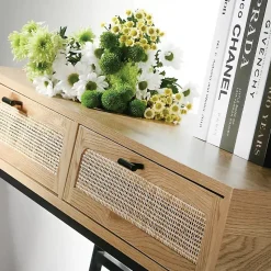 Console 2 Tiroirs avec Cannage Rotin L100cm - JAYA