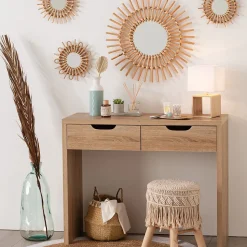 Console 2 tiroirs Effet chêne naturel Bivoak - Atmosphera