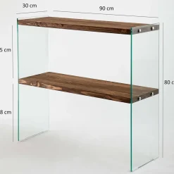 Console Agena, Table polyvalente, Armoire de rangement, Bureau du couloir, 90x30h80 cm, Noyer