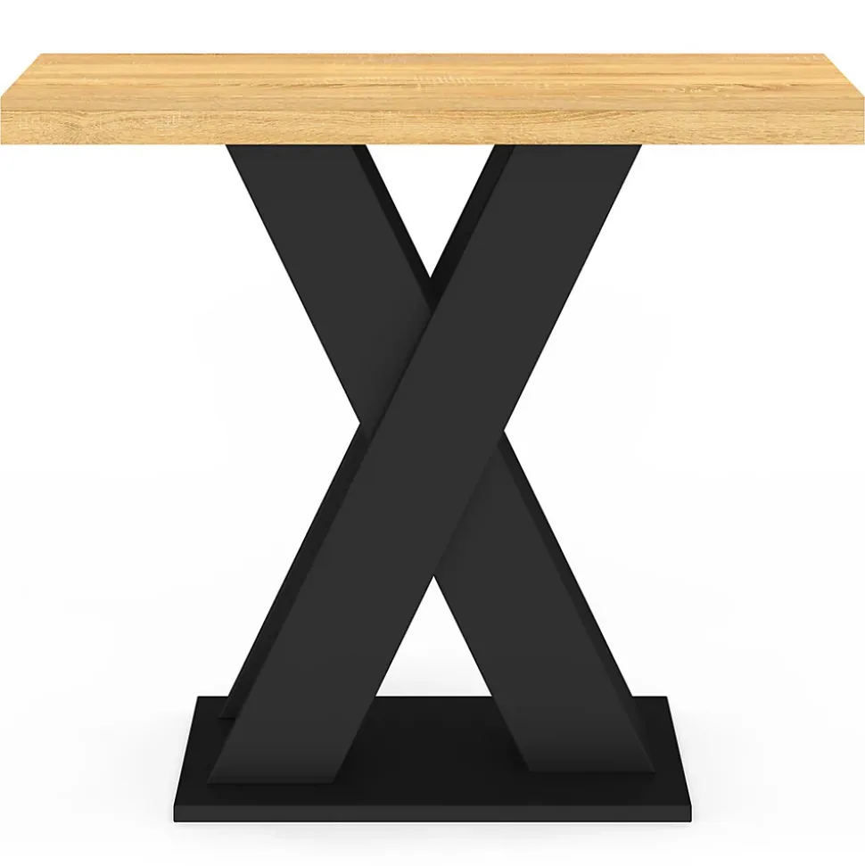 Console ALICIA plateau bois et pied X noir