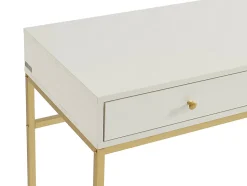 Console avec 2 tiroirs en MDF - Blanc et doré - CODENIO