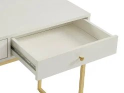 Console avec 2 tiroirs en MDF - Blanc et doré - CODENIO