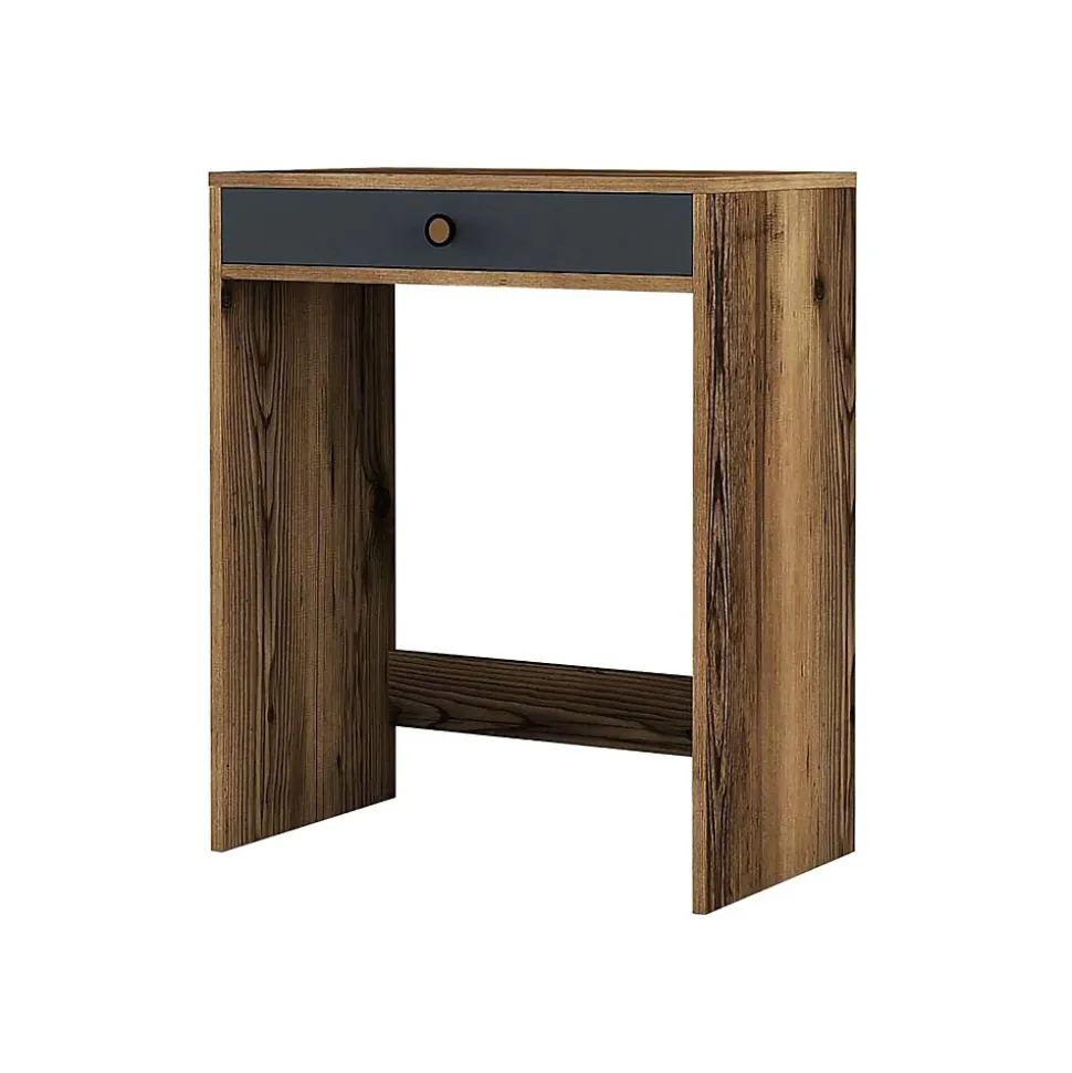 Console Bedonia, Table polyvalente, Armoire de rangement, Bureau du couloir, 70x85 h40 cm, Noyer et Anthracite