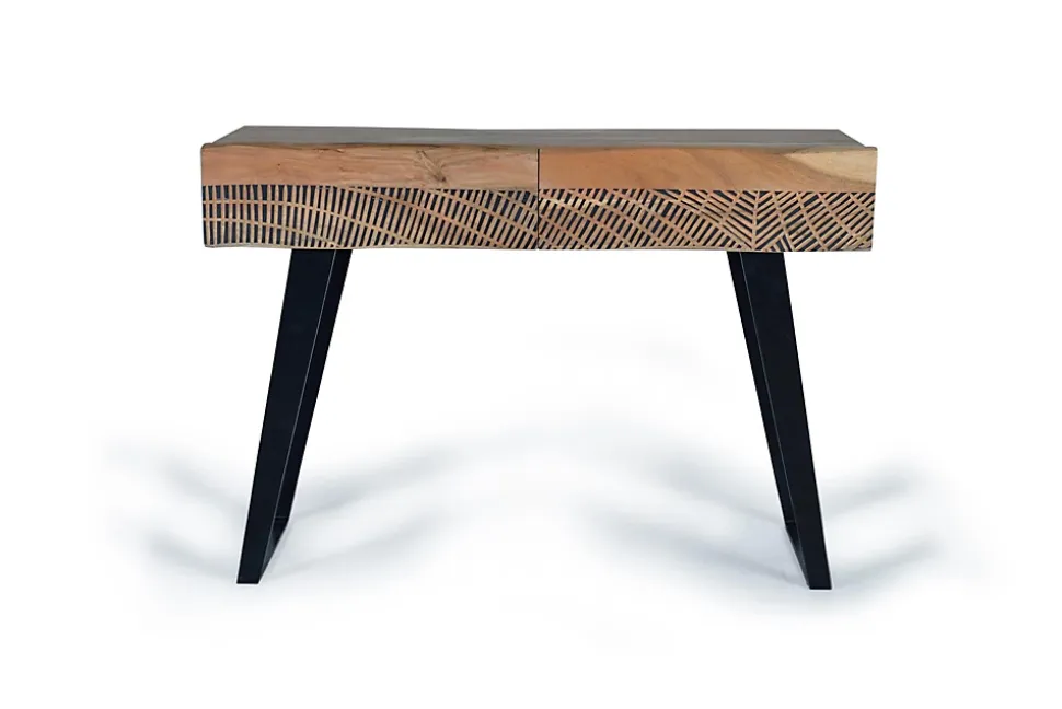 Console bois d'acacia et métal