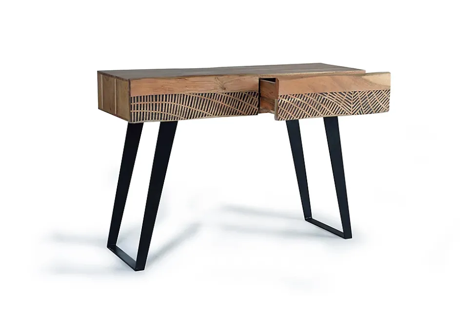 Console bois d'acacia et métal