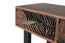 Console bois d'acacia teint naturelle et métal