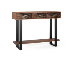 Console bois d'acacia teint naturelle et métal