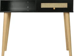 Console cannage "Marine" 100 x 29 x 81 cm Noir