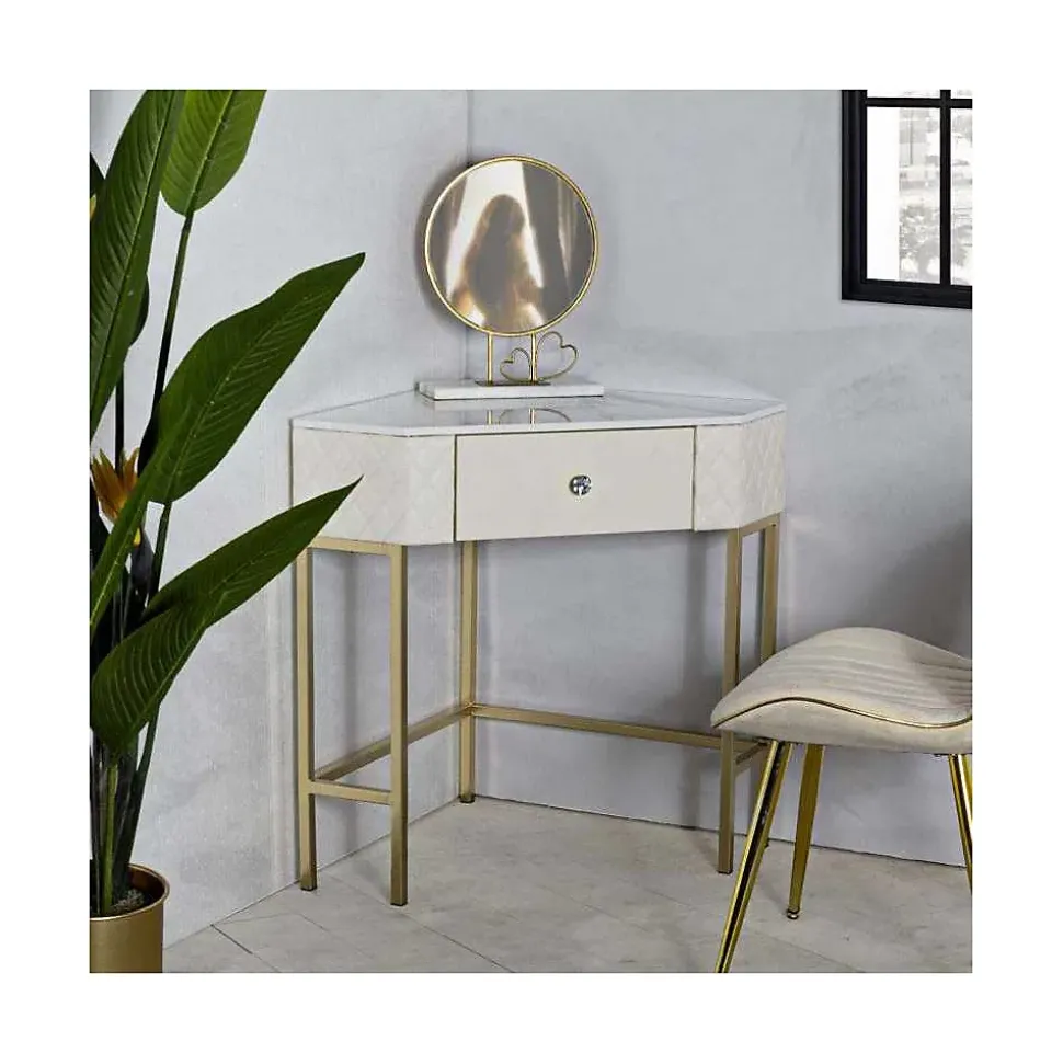 Console d'angle effet matelassé Sharon 84.5x60x77 cm