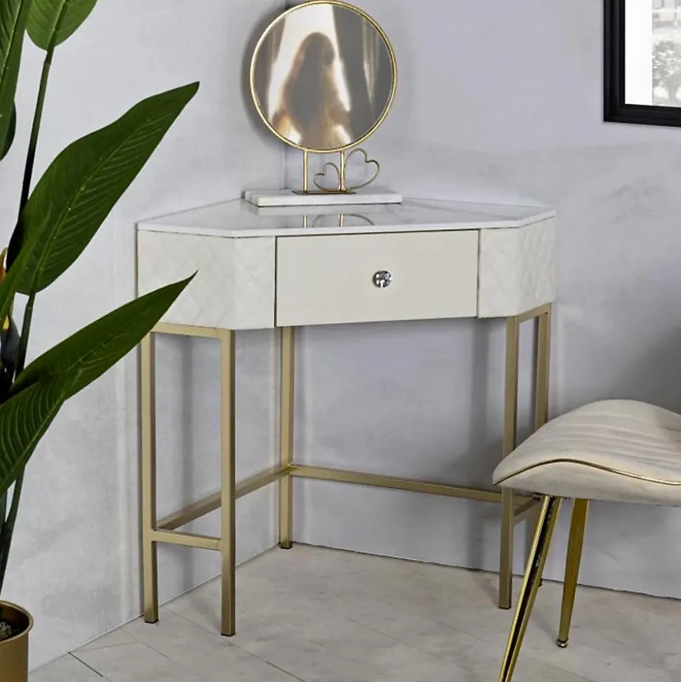 Console d'angle effet matelassé Sharon 84.5x60x77 cm
