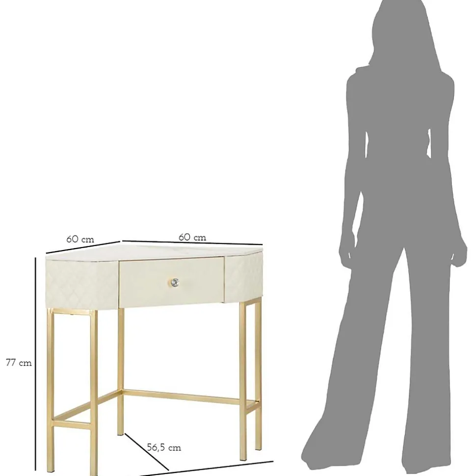 Console d'angle effet matelassé Sharon 84.5x60x77 cm