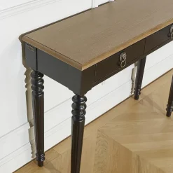 Console d'entrée ANGLOIS Style shabby chic, plateau en chêne, patine blanche ou noire
