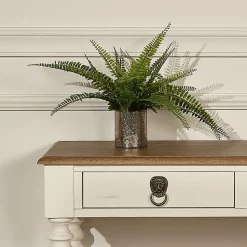 Console d'entrée ANGLOIS Style shabby chic, plateau en chêne, patine blanche ou noire