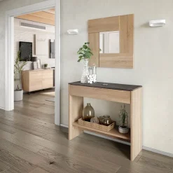 Console d'entrée avec miroir Oxys - L92 cm