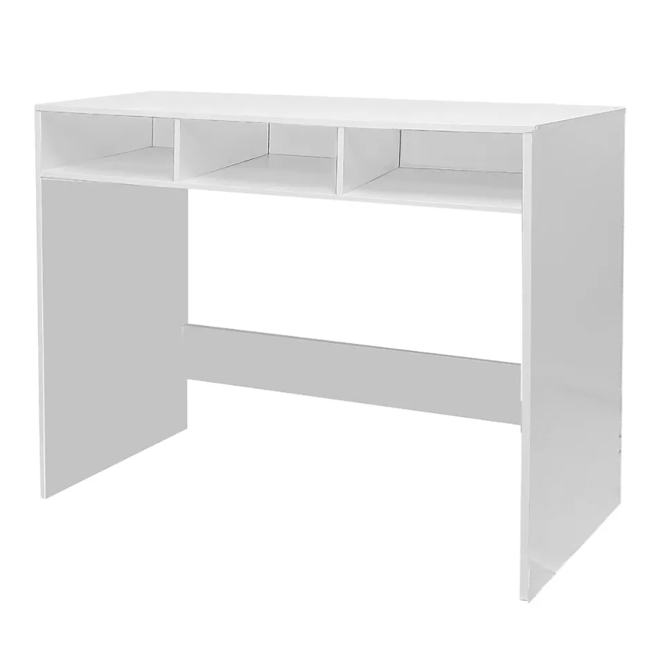 Console d'entrée blanche avec 3 cases ouvertes, meuble d'entrée pour couloir - Longueur 102 x profondeur 33 x Hauteur 75 cm
