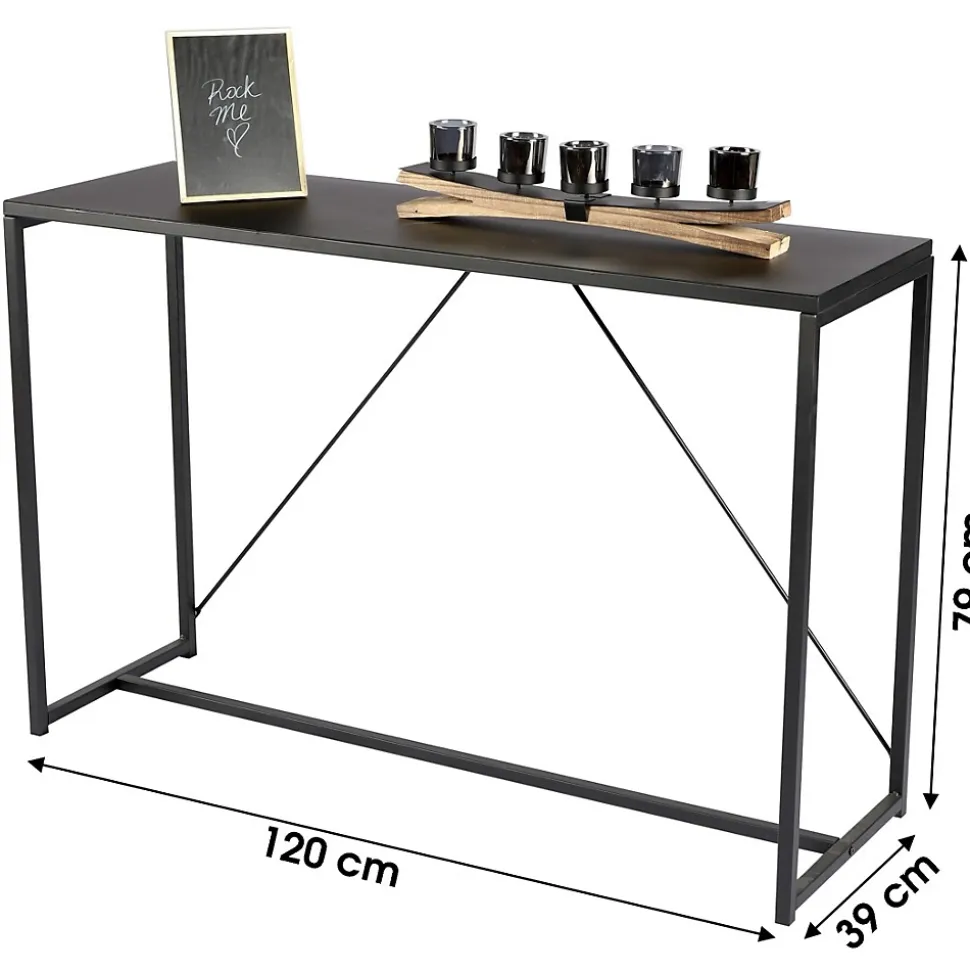 Console dentrée style industriel collection SOHO Structure en métal noir, coloris noir, dimensions 120x39x79 cm