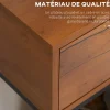 Console design - grand tiroir - dim. 80 x 30 x 76 cm - acier noir effet bois noyer