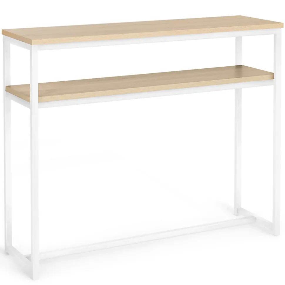 Console double DETROIT design industriel bois et métal blanc