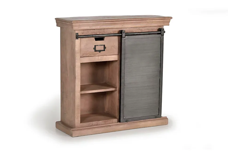 Console en bois de manguier avec porte coulissante