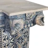Console en bois de manguier avec colonnes sculptées à la main