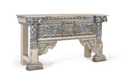 Console en bois de manguier avec colonnes sculptées à la main