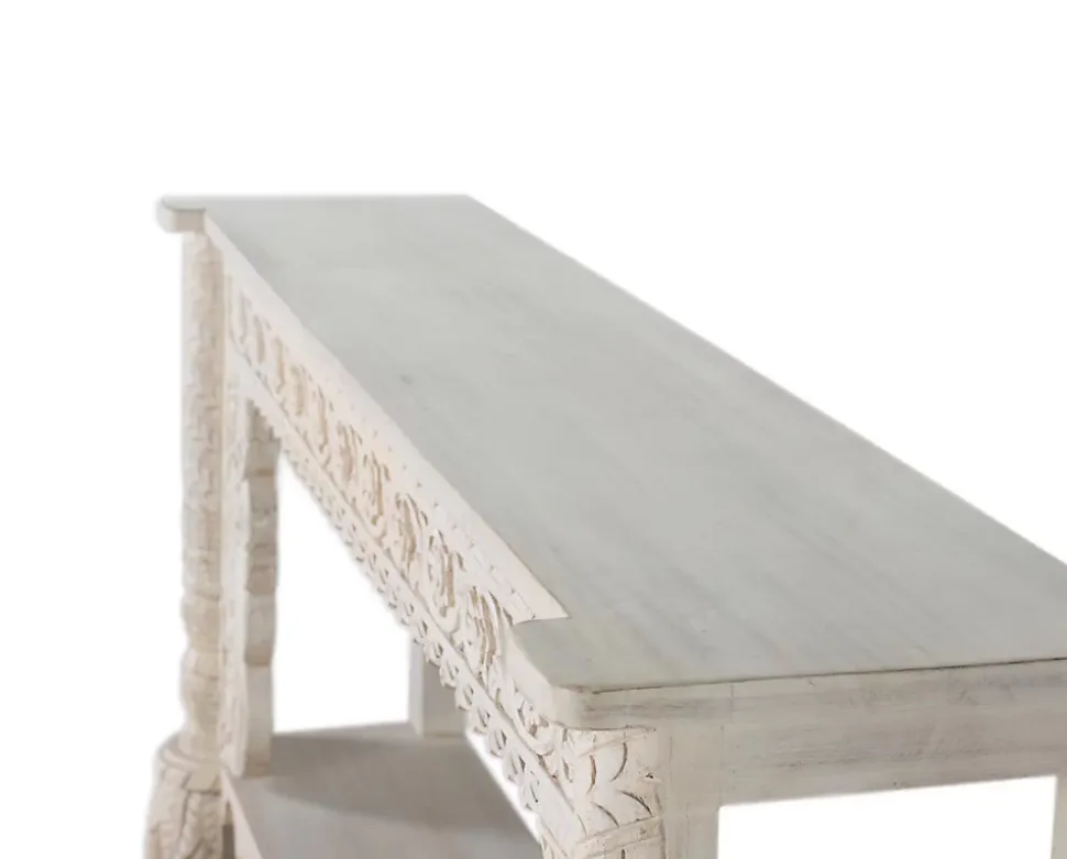 Console en bois manguier blanc vieilli