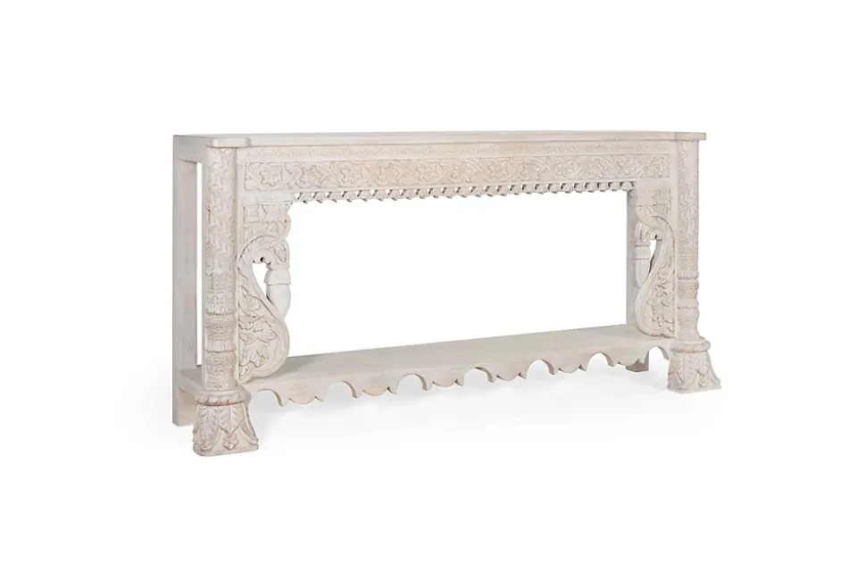 Console en bois manguier blanc vieilli