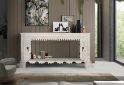 Console en bois manguier blanc vieilli