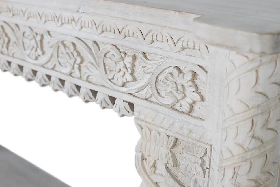 Console en bois manguier blanc vieilli