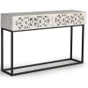 Console en manguier et pieds en métal vieilli noir et blanc