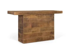 Console en manguier massif, base piédestal et finition naturelle