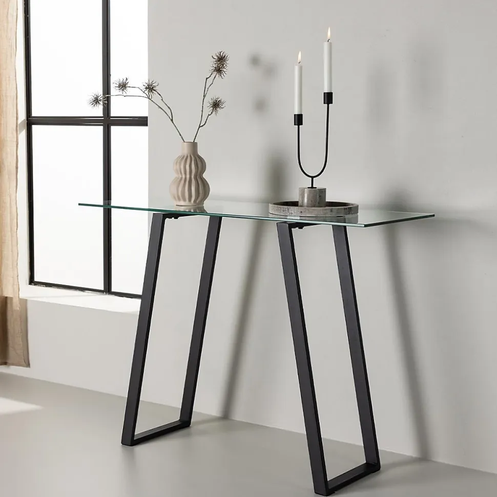 Console en verre et acier Horten