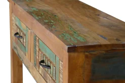 Console exclusive en bois recyclé multicolore