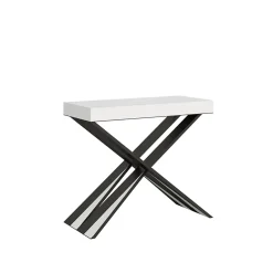 Console extensible 90x40/196 cm Diago Small Frêne Blanc structure Anthracite