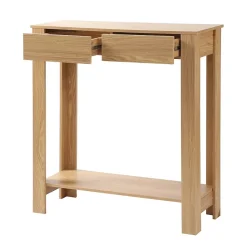 Console Haute 2 Tiroirs Décor Chêne - L79 cm