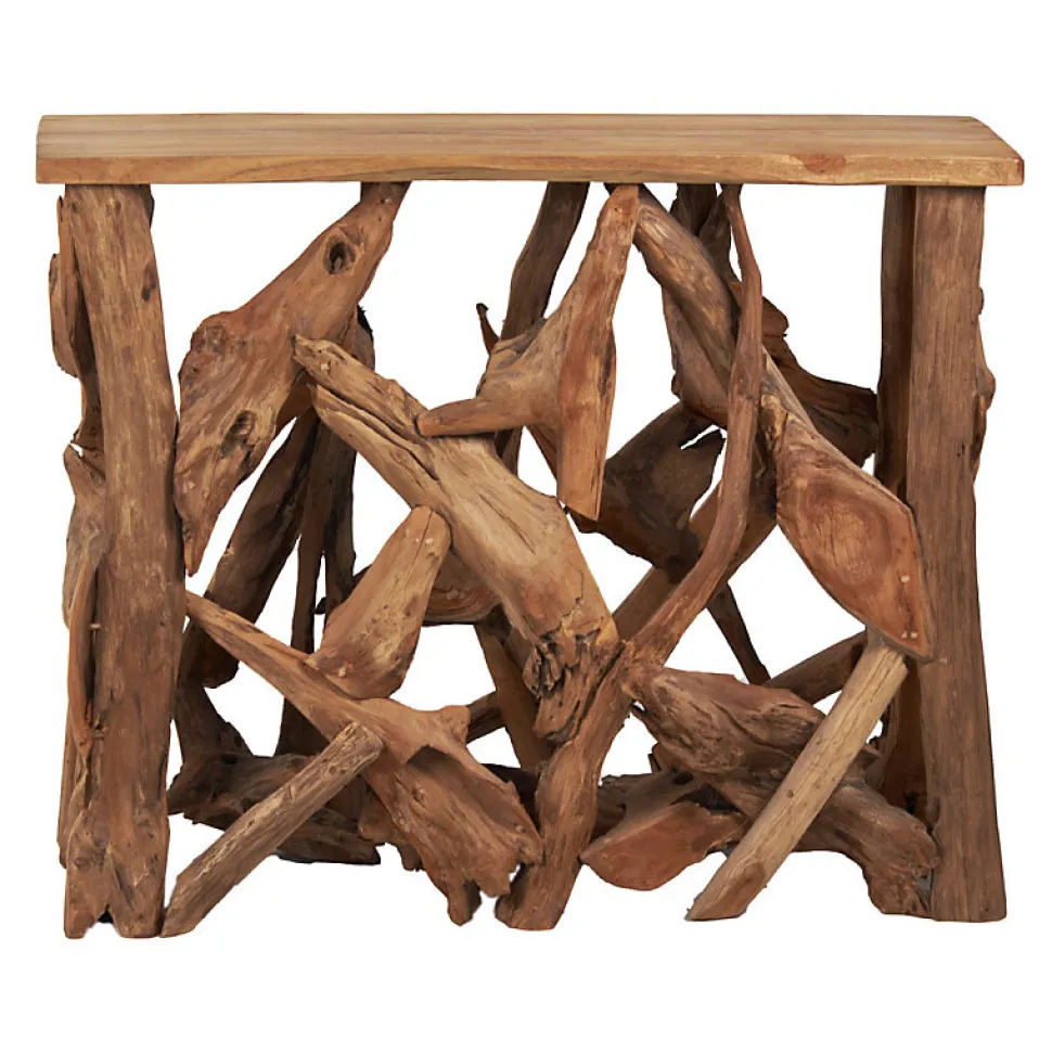 Console L. 98 cm assemblage bois de teck et plateau - MUNICH