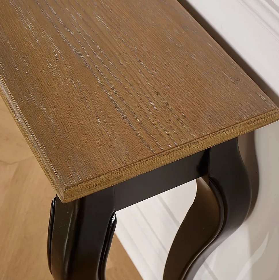Console LOUIS Style romantique, plateau en chêne, 3 tiroirs