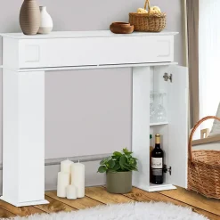 Console manteau de cheminée décorative avec rangements