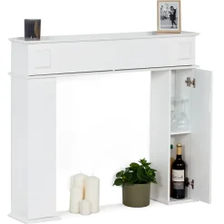 Console manteau de cheminée décorative avec rangements