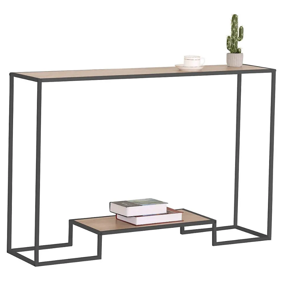Console moderne 2 niveaux décor chêne L120cm