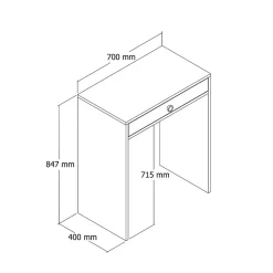 Console Solstice, Table polyvalente, Armoire de rangement, Bureau du couloir, 70x85h40 cm, Noyer et Blanc