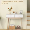 Console style nordique - 2 tiroirs coulissants - dim. 86 x 35 x 75 cm - effet bois clair blanc