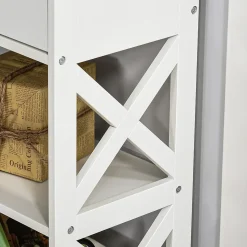 Console style table de drapier néo-rétro 2 tiroirs 2 étagères dim. 100L x 30l x 80H cm MDF blanc