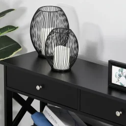 Console style table de drapier néo-rétro 2 tiroirs 2 étagères dim. 100L x 30l x 80H cm MDF noir
