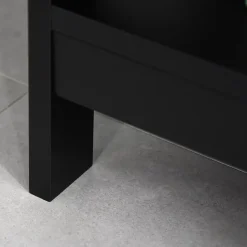 Console style table de drapier néo-rétro 2 tiroirs 2 étagères dim. 100L x 30l x 80H cm MDF noir