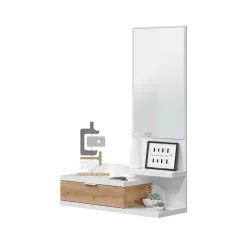 Console suspendue avec 1 tiroir et 1 miroir L81 cm - DHALIA