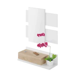 Console suspendue avec 1 tiroir et 1 miroir L75 cm - TEKKAN